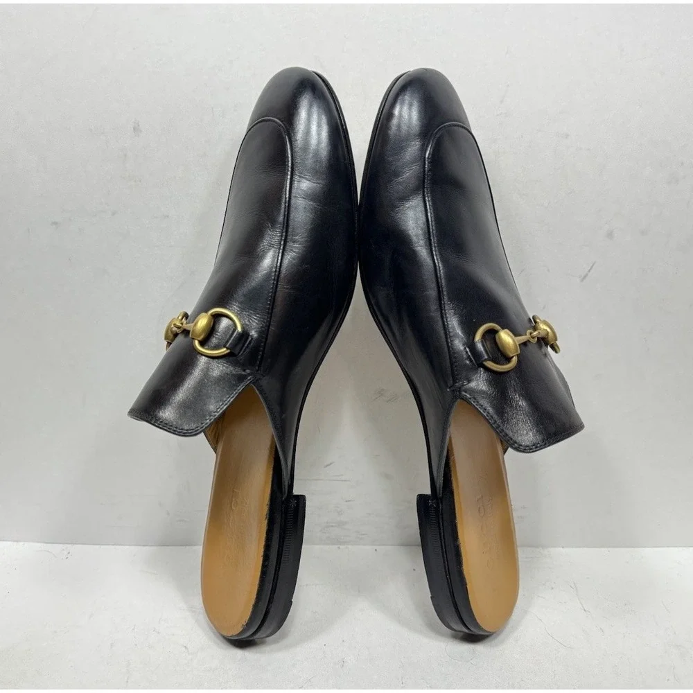 Gucci Black Leather Princetown Mule Slides 426219 Men's Size 10.5 US Slip On